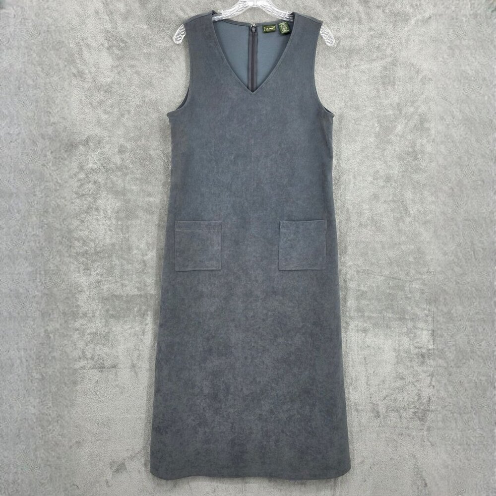 LL Bean Tank Shift Dress 8 Regular Grey Classic Jumper Lagenlook Minimal Capsule